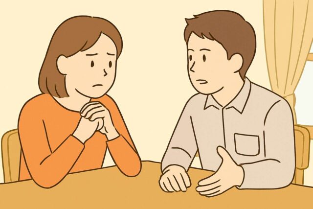 家事育児分担について話し合う夫婦