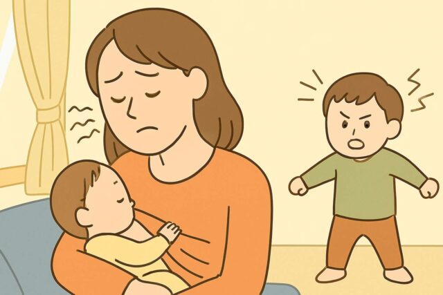 罪悪感を感じて落ち込むママ