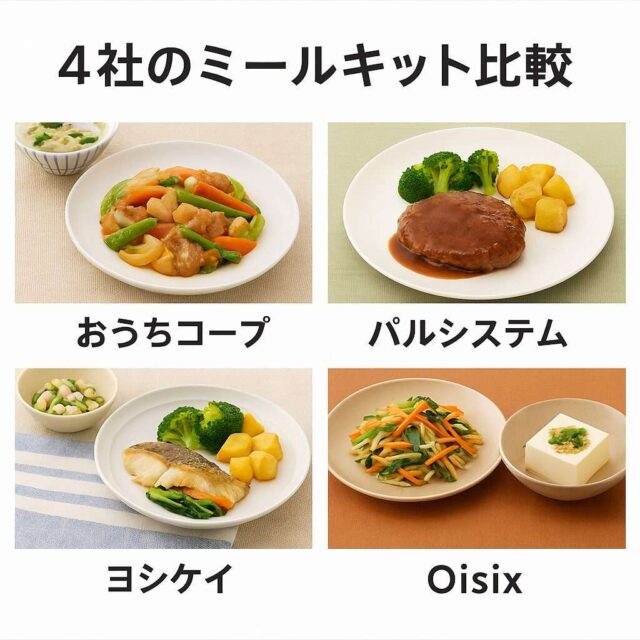 おうちコープ・パルシステム・ヨシケイ・Oisixの比較図