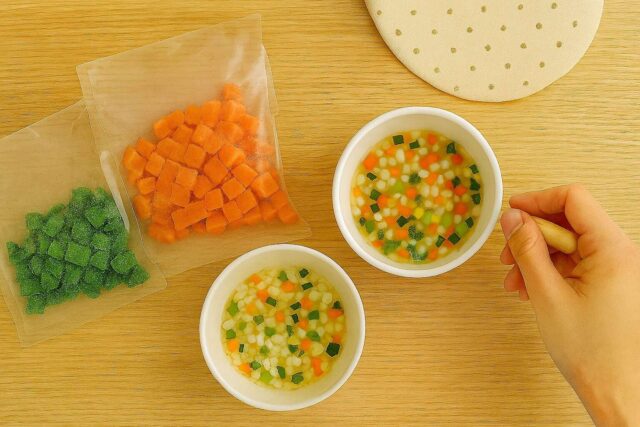 パルシステムの冷凍カット野菜を使った離乳食づくり