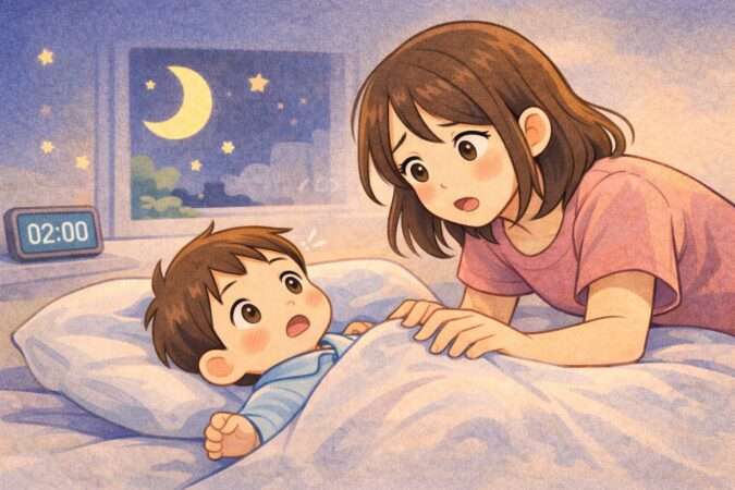 寝たと思って布団に置いた瞬間に起きてしまう夜中2時の寝かしつけ