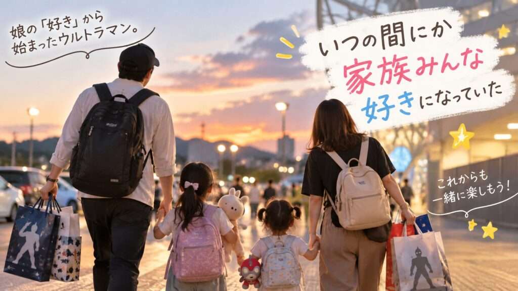 娘の好きがきっかけで家族みんながウルトラマン好きになった様子